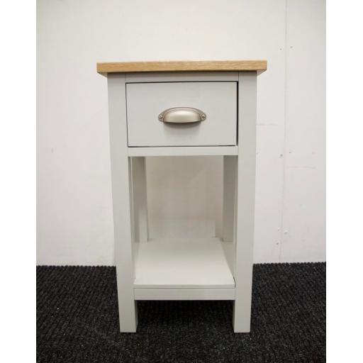 Grey and oak lamp table with Drawer