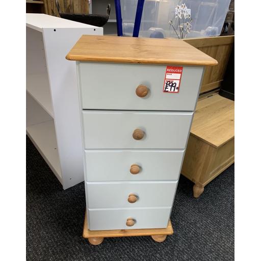 Pale Grey Tall Narrow Chest with pine top