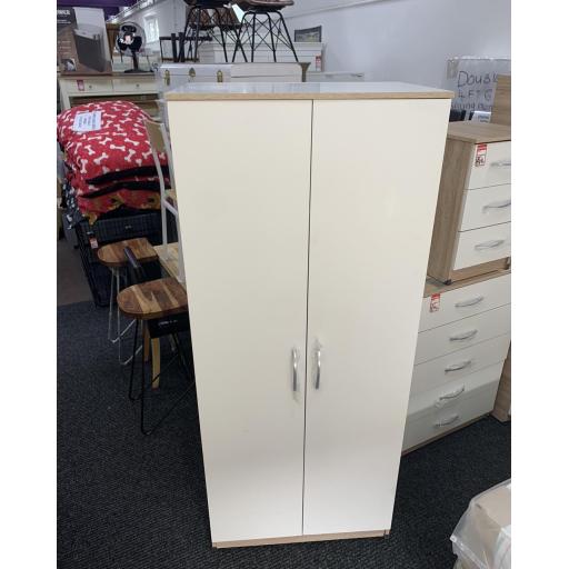 White and oak colour Double Full Hanging Wardrobe