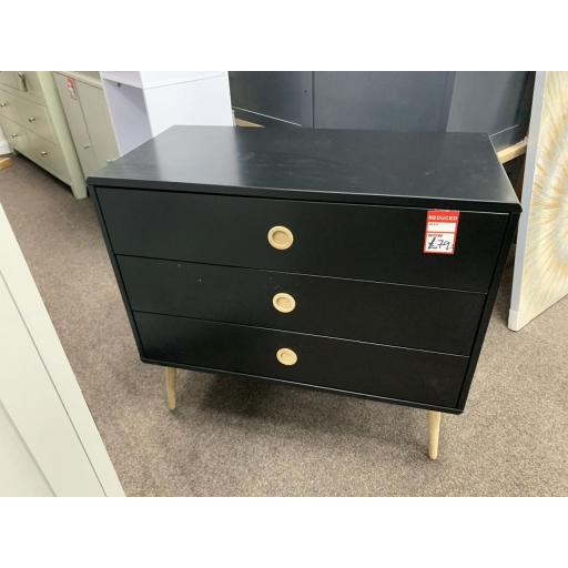 New - Black 3 Drawer Chest