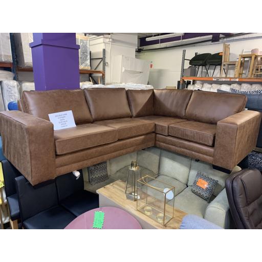 Tan Double Arm Corner Sofa.