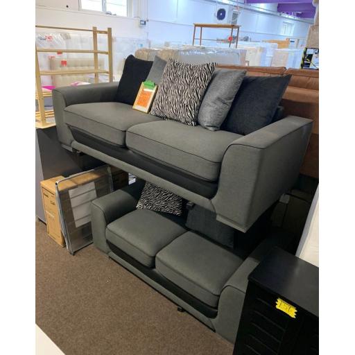 Grey Fabric 3 + 2 Seater Sofa