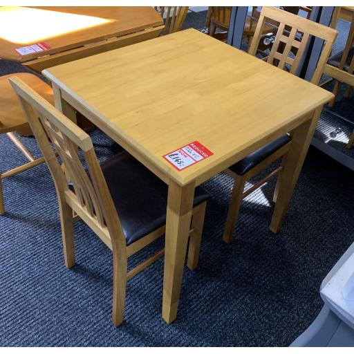 NEW - SQUARE DINNING TABLE WITH 2 CHAIRS